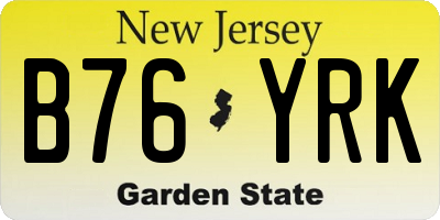 NJ license plate B76YRK