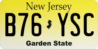 NJ license plate B76YSC