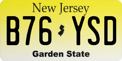NJ license plate B76YSD