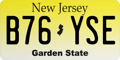 NJ license plate B76YSE