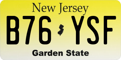 NJ license plate B76YSF