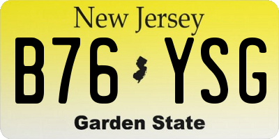 NJ license plate B76YSG