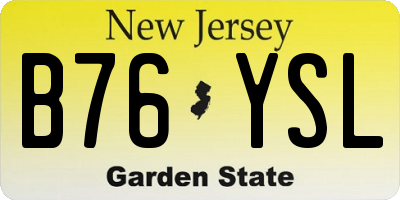 NJ license plate B76YSL