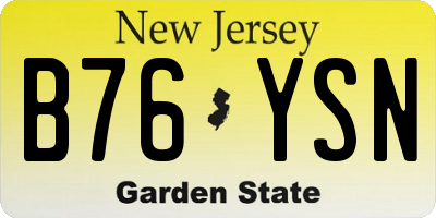 NJ license plate B76YSN