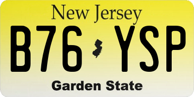 NJ license plate B76YSP