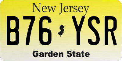 NJ license plate B76YSR