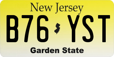 NJ license plate B76YST