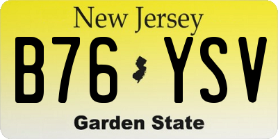 NJ license plate B76YSV