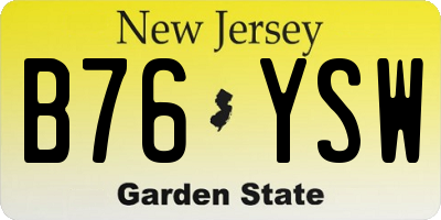 NJ license plate B76YSW