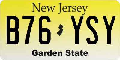 NJ license plate B76YSY