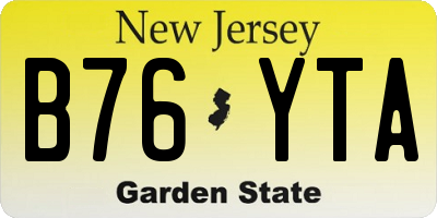 NJ license plate B76YTA