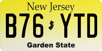 NJ license plate B76YTD