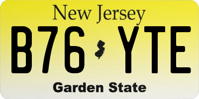 NJ license plate B76YTE