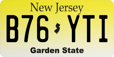 NJ license plate B76YTI