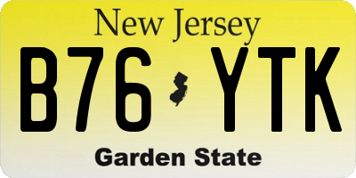 NJ license plate B76YTK