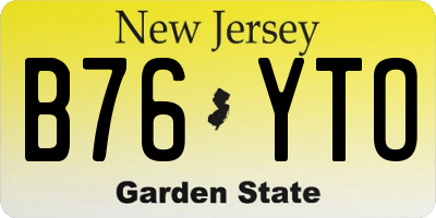 NJ license plate B76YTO
