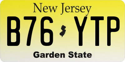 NJ license plate B76YTP