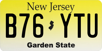 NJ license plate B76YTU