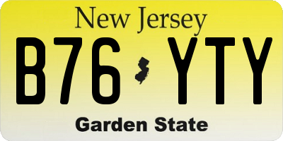 NJ license plate B76YTY