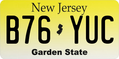NJ license plate B76YUC