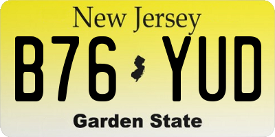 NJ license plate B76YUD