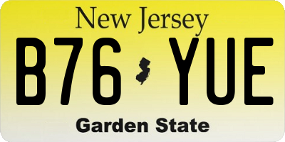 NJ license plate B76YUE