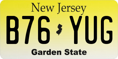 NJ license plate B76YUG