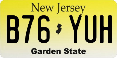 NJ license plate B76YUH
