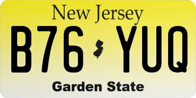 NJ license plate B76YUQ