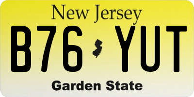 NJ license plate B76YUT