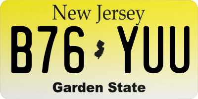 NJ license plate B76YUU