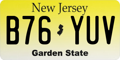 NJ license plate B76YUV