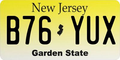 NJ license plate B76YUX