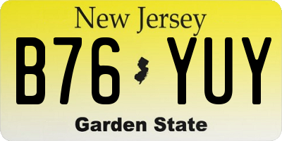 NJ license plate B76YUY