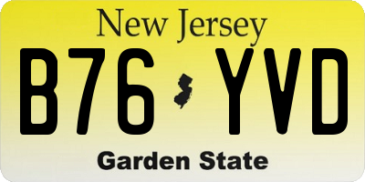 NJ license plate B76YVD