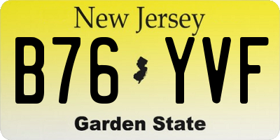 NJ license plate B76YVF