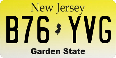 NJ license plate B76YVG