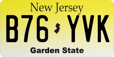 NJ license plate B76YVK
