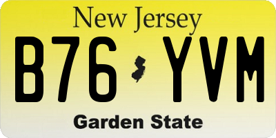 NJ license plate B76YVM
