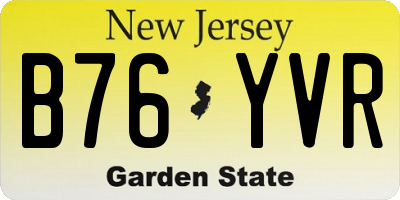 NJ license plate B76YVR