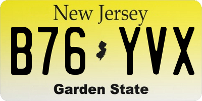 NJ license plate B76YVX