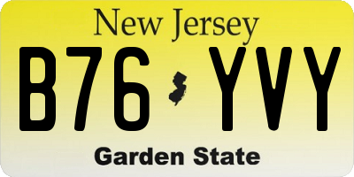 NJ license plate B76YVY