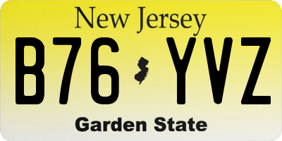 NJ license plate B76YVZ