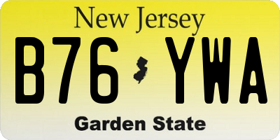 NJ license plate B76YWA
