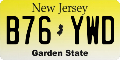 NJ license plate B76YWD