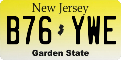 NJ license plate B76YWE