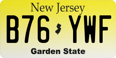 NJ license plate B76YWF