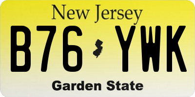 NJ license plate B76YWK