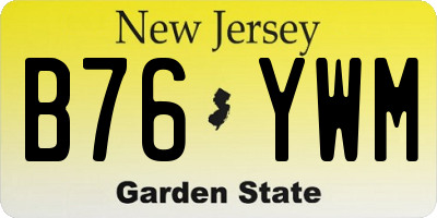 NJ license plate B76YWM