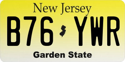NJ license plate B76YWR
